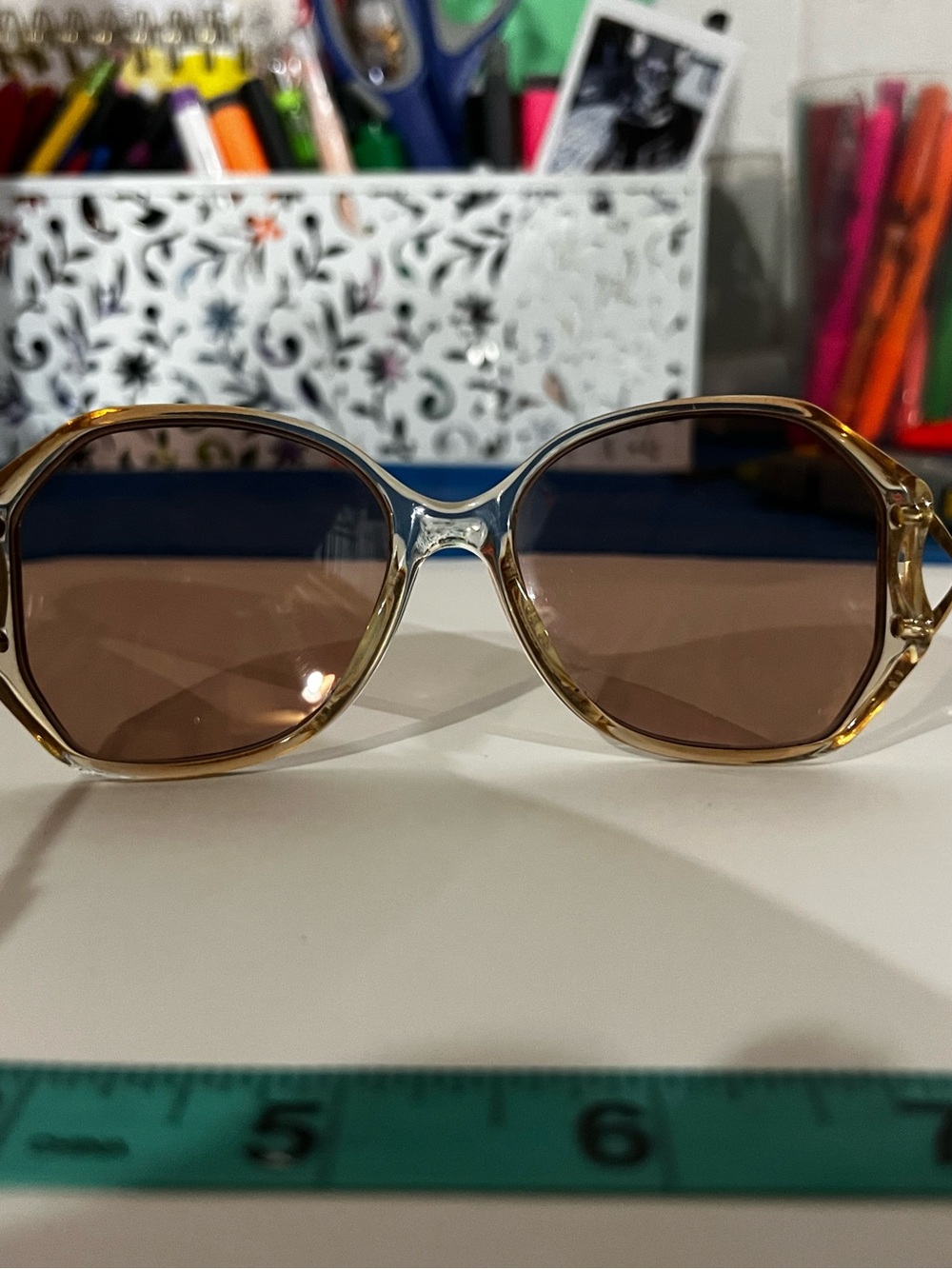 Vintage Women’s Hexagonal Retro Sunglasses in Brown - Unbranded-